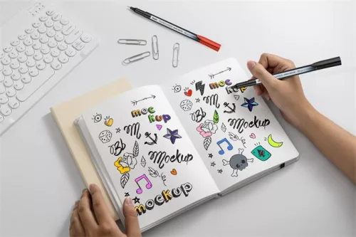PENTEL Tűfilc készlet, 0,4 mm, PENTEL "Pointliner", 6 különböző szín