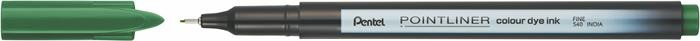 PENTEL Tűfilc, 0,4 mm, PENTEL "Pointliner", fenyőzöld