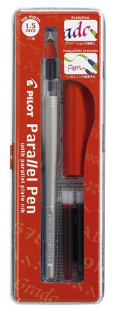 PILOT Töltőtoll, 0,1-1,5 mm, piros kupak, PILOT "Parallel Pen"