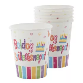. Pohár, papír, 2,5 dl, "Boldog születésnapot"