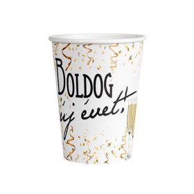. Pohár, papír, 250 ml, "Boldog Új évet"