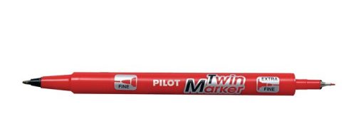 PILOT Alkoholos marker, 0,8/2 mm, kétvégű, PILOT "Twin", piros