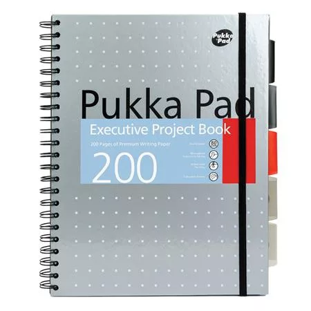 PUKKA PAD Spirálfüzet, A4+, vonalas, 100 lap, PUKKA PAD "Metallic Project Book", vegyes szín