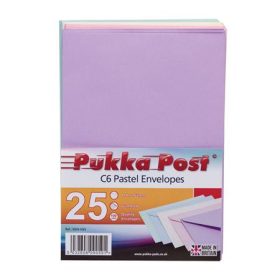   PUKKA PAD Boríték, C6, enyvezett, PUKKA PAD "Pastel", vegyes színek