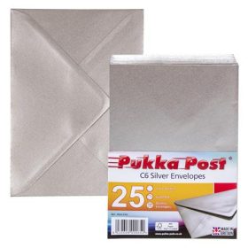   PUKKA PAD Boríték, C6, enyvezett, PUKKA PAD "Silver", ezüst