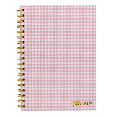PUKKA PAD Spirálfüzet, B5, vonalas, 80 lap, FSC, PUKKA PAD "Carpe Diem", rózsaszín kockás