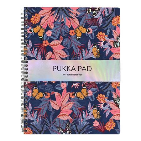 PUKKA PAD Spirálfüzet, A4+, vonalas, 80 lap, PUKKA PAD "Jotta Bloom", vegyes minta