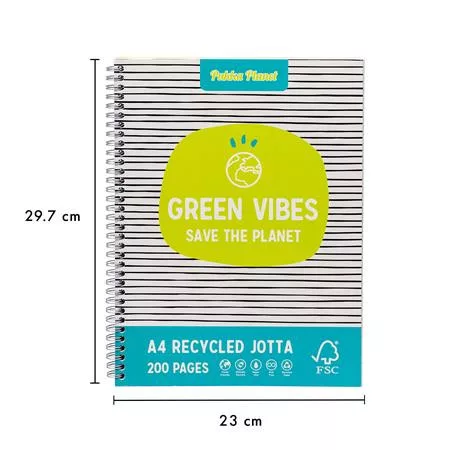 PUKKA PAD Spirálfüzet, A4+, vonalas, 100 lap, PUKKA PAD "Planet Jotta", vegyes szín