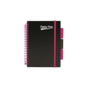   PUKKA PAD Spirálfüzet, A5, vonalas, 100 lap, PUKKA PAD, "Neon black project book"
