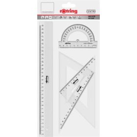 ROTRING Vonalzó készlet, műanyag, ROTRING, víztiszta