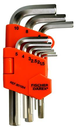 FISCHER DAREX Imbuszkulcs készlet, 9 darabos, FISCHER DAREX