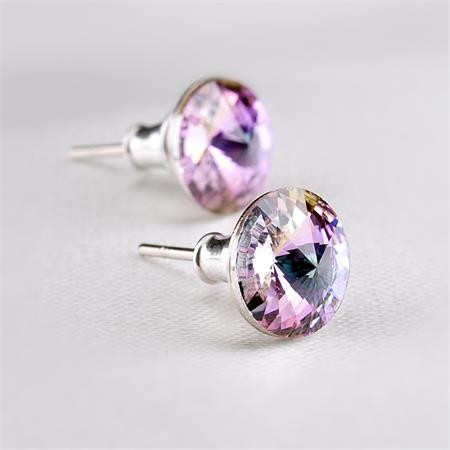 ART CRYSTELLA Fülbevaló, ametiszt lila SWAROVSKI® kristállyal, csúcsos, 8mm, ART CRYSTELLA®