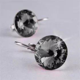   ART CRYSTELLA Fülbevaló, francia kapcsos, Black Diamond, SWAROVSKI® kristállyal, 12 mm, ART CRYSTELLA®