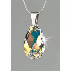   ART CRYSTELLA Nyaklánc, esőcsepp formájú, színjátszós fehér SWAROVSKI® kristállyal, 16mm, ART CRYSTELLA®