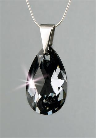 ART CRYSTELLA Nyaklánc, esőcsepp formájú, Black Diamond SWAROVSKI® kristállyal, 16mm, ART CRYSTELLA®