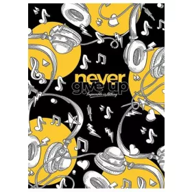  SHKOLYARYK Füzet, tűzött, A5, vonalas, 80 lap, SHKOLYARYK "Never give up", vegyes