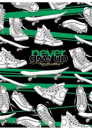 SHKOLYARYK Füzet, tűzött, A5, vonalas, 80 lap, SHKOLYARYK "Never give up", vegyes