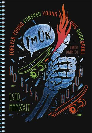 SHKOLYARYK Spirálfüzet, A5, kockás, 80 lap, SHKOLYARYK " Skate board", vegyes