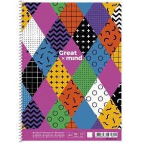   SHKOLYARYK Spirálfüzet, A4+, kockás, 80 lap, SHKOLYARYK "Great Mind", vegyes