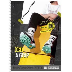   SHKOLYARYK Spirálfüzet, A4+, kockás, 80 lap, SHKOLYARYK "Get a grip", vegyes