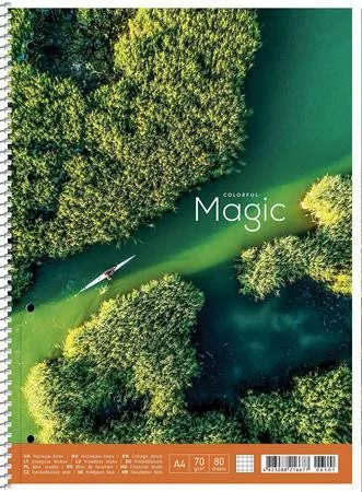 SHKOLYARYK Spirálfüzet, A4+, kockás, 80 lap, SHKOLYARYK "Colourful magic", vegyes