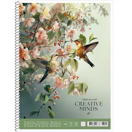 SHKOLYARYK Spirálfüzet, A4, vonalas, 80 lap, SHOLYARYK "College Block Creative Minds", vegyes
