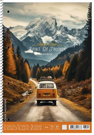 SHKOLYARYK Spirálfüzet, A4+, kockás, 80 lap, SHKOLYARYK "Spirit of Freedom", vegyes