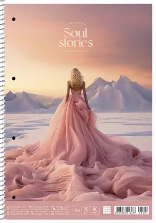 SHKOLYARYK Spirálfüzet, A4+, kockás, 80 lap, SHKOLYARYK "Soul stories", vegyes