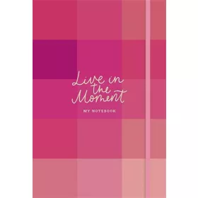   SHKOLYARYK Jegyzetfüzet, A5, vonalas, sima, pontrácsos, 96 lap, keményfedeles, SHKOLYARYK "Live in the moment", vegyes minta