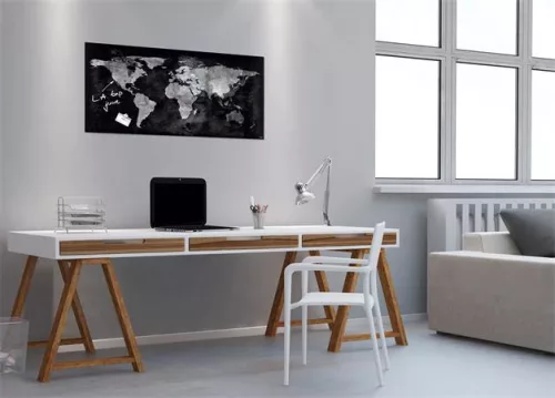 SIGEL Mágneses üvegtábla, Világtérképpel, 46x91 cm, SIGEL "Artverum® ", fekete