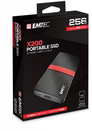 EMTEC SSD (külső memória), 256GB, USB 3.2, 420/450 MB/s, EMTEC "X200"