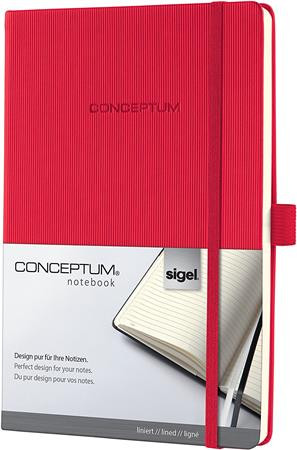SIGEL Jegyzetfüzet, exkluzív, A4, vonalas, 97 lap, keményfedeles, SIGEL "Conceptum", piros