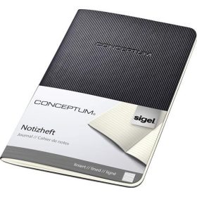   SIGEL Füzet, exkluzív, A6, vonalas, 32 lap, puhafedeles, SIGEL "Conceptum", fekete