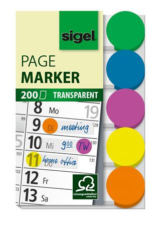 SIGEL Jelölőcímke, műanyag, 5x40 lap, 50x12 mm, SIGEL, vegyes szín