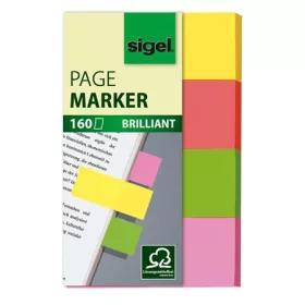   SIGEL Jelölőcímke, papír, 4x40 lap, 20x50 mm, SIGEL "Brilliant", vegyes szín