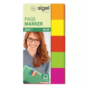   SIGEL Jelölőcímke, papír, 5x40 lap, 20x50 mm, SIGEL "Neon", vegyes szín
