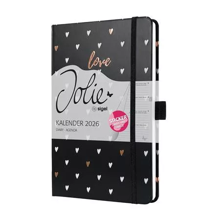 SIGEL Naptár, A5, heti, 2026, kemény borító, SIGEL "Jolie", Dark love