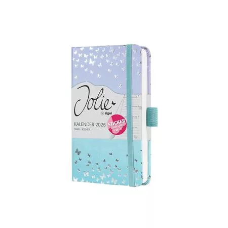 SIGEL Naptár, A6, heti, 2026, kemény borító, SIGEL "Jolie", Butterfly Confetti Sky