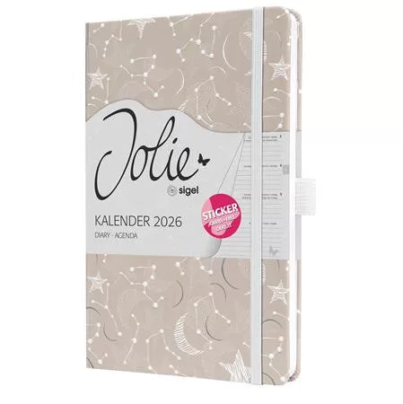 SIGEL Naptár, A5, heti, 2026, kemény borító, SIGEL "Jolie", Cosmic Fantasy Beige