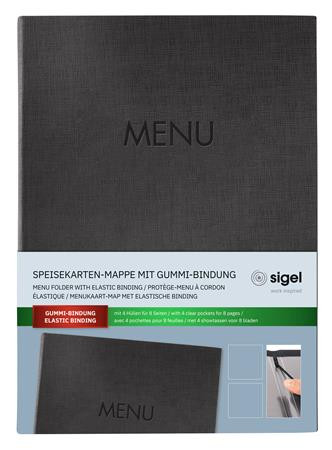 SIGEL Étlaptartó, A4, keményfedeles, SIGEL „MENU”, antracit