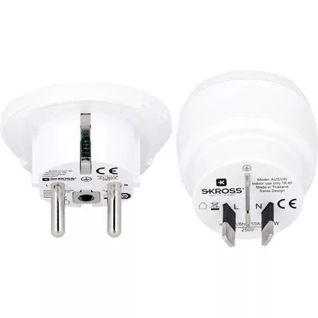 SKROSS Adapter, Ausztráliába, Kínába, Európába utazóknak, földelt, SKROSS