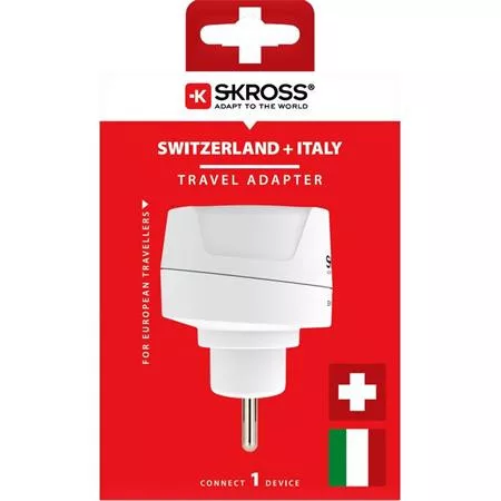 SKROSS Adapter, Svájcba, Olaszországba, Brazíliába utazóknak, földelt, SKROSS