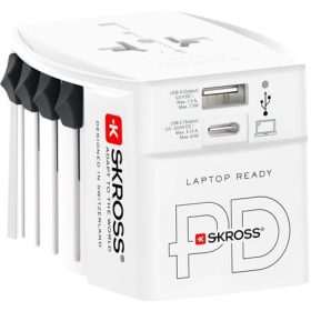   SKROSS Adapter, világutazóknak, 1xUSB-A, 1xUSB-C PD, 65W, USB-C kábel, SKROSS