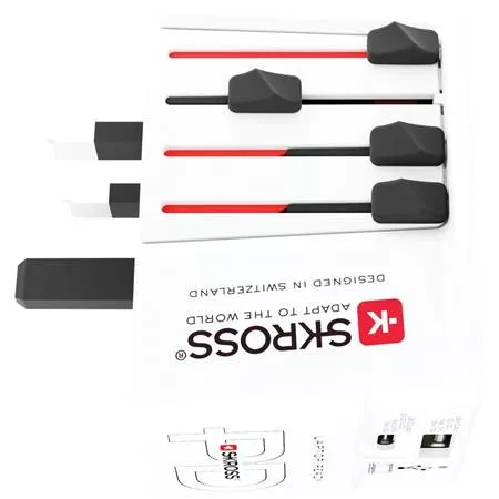 SKROSS Adapter, világutazóknak, 1xUSB-A, 1xUSB-C PD, 65W, USB-C kábel, SKROSS