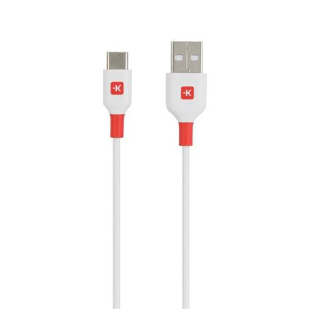 SKROSS Töltőkábel, USB-A/USB-C, 1,2m, SKROSS, fehér