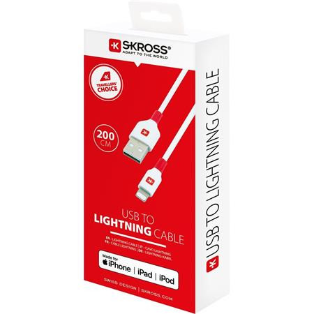 SKROSS USB kábel, USB-A - Lightning (Apple), 2m, SKROSS, fehér