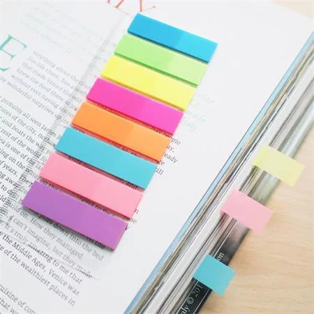 STICK N Jelölőcímke, műanyag, 8x25 lap, 45x12 mm, STICK N, neon színek