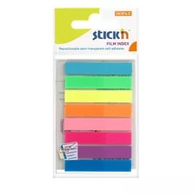   STICK N Jelölőcímke, műanyag, 8x20 lap, 45x8mm, STICK N, neon színek