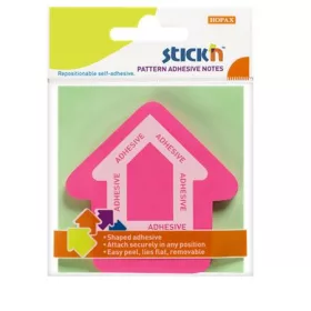   STICK N Öntapadó jegyzettömb, nyíl alakú, 70x70 mm, 50 lap, STICK N, magenta