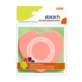   STICK N Öntapadó jegyzettömb, szív alakú, 70x70 mm, 50 lap, STICK N, rózsaszín